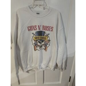 Guns And Roses Sweatshirt White Gildan XL